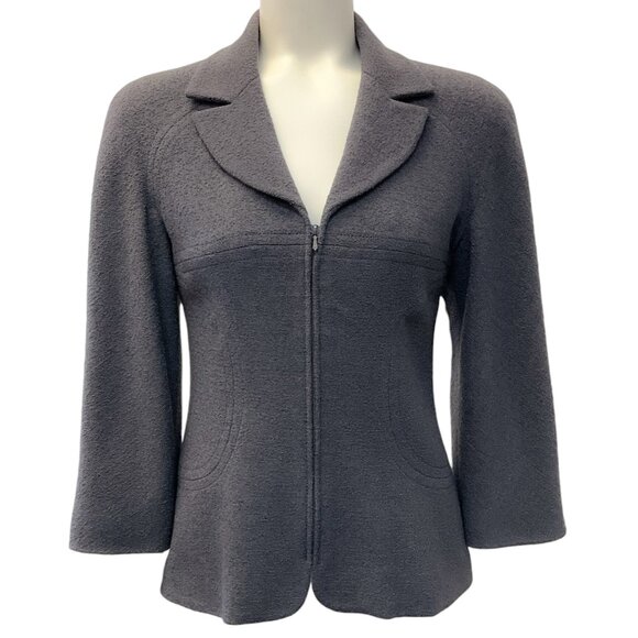 Chanel Grey Wool Boucle Zip Front Jacket - Picture 1 of 4